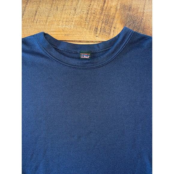 Mens L.L.Bean Navy Blue Long Sleeve Thermal Style Crew Neck Basic Shirt Size L - Picture 4 of 7